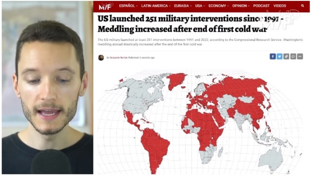 Mapa krajów, w których Stany Zjednoczone interweniowały militarnie (źródło: Congressional Research Service)